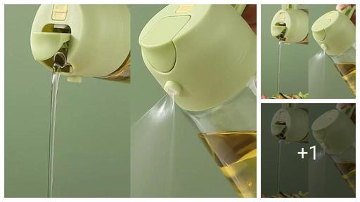 2 In 1 Oil Sprayer & Dispenser Bottle for Kitchen | Free steel straw | For Cooking, Salad, Air Fryer, Barbecue, Baking | Premium Glass Bottle | Durable | with Leak Proof Seal | (MULTICOLOR ) (AS PER AVAILABLE )