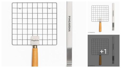 BALAJI STEEL kitchenware Roaster and chimta Combo tandoor Barbeque Tong/Steel Tong Stainless Steel Wire Roaster Wooden Handle with Roasting Net Papad Jali Roti Grill Chapati Grill Square Roaster 1+Tong Set of 2 roti Jali Tong (2) Kitchen Tool Sets