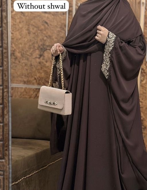 YASMIN ENTERPRISE NEW ARRIVAL BROWN UNIQUE TURKEYS MODERN STYLISH ELEGANT FANCY DUBAI MODERN ABAYA KAFTAN WITHOUT HIJAB BROWN COLOUR EMBROIDERY ABAYAS BURKHA NAKAB BEAUTIFUL KAFTAN - Zeyoria