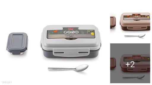 Stainless Steel Lunch Box for Kids School Tiffin Box with Steel Veg Container & Spoon