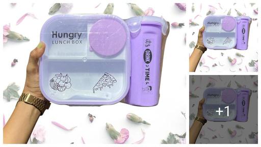 HUNGRY LUNCH BOX: 800 ml lunchboxes with a 400 ml bottle for children; airtight Tiffin boxes; leak-proof lunchboxes with three containers; 400 ml bottle pack with lunchbox