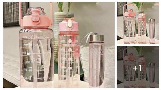 (PACK OF 3) Transparent Water Bottle 2000ML, 900ML, 300ML with Motivational Time Marker, Leakproof Durable Sipper Water bottle for office, School, gym (MULTI)