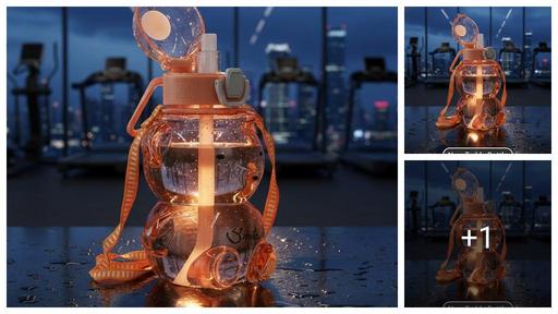 (PACK OF 1)Kids Teddy Bear Shaped Water Bottle – Leakproof Straw Bottle with Adjustable Strap (ORANGE)