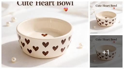 Cute Heart Design Ceramic Bowl (5 Inch) | Aesthetic Dessert & Snack Bowl | Small Serving Bowl for Ice Cream, Fruits | Gift for Girls Women
