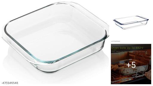 1.1 Liter (1100ml) Rectangular Borosilicate Glass Baking Dish - Microwave & Oven Safe Casserole Tray for Pasta, Cake, Pizza & Serving (Transparent)