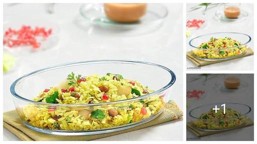  Borosilicate Glass Baking Tray for Kitchen, 1600 ml, Baking Dish, Serving Bowl, Oven & Microwave, Dishwasher and Freezer safe, Oval, Transparent, Glass Bowl Container