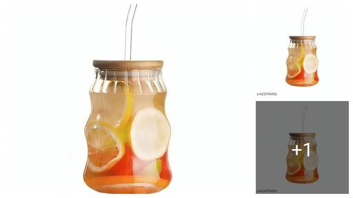 400 Ml (Pack of 1)Glass Coffee Mug with Straw Green Tea Sipper Wave Tumbler Mug with Lid Pack Travel Mug, Drinking Glass, Glass Sipper, Mason Jar, Can Sipper, Milk Mug, Juices Cup