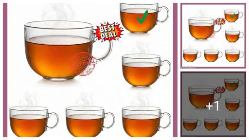TDA Tea and Coffee Mug Multipurpose Glass/Cup for Tea & Coffee/Beautiful Small Tea Cups/Glass Mug Set/Clear Coffee Cups/Cappuccino Cups/Hot Chocolate Mugs/Modern Glassware Set/Clear Coffee Cups/Wide mouth glass coffee mugs set/Stackable coffee mugs/Hot-Cold Drinks, Espresso  cups (160ML)(Set of 6)
