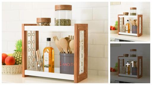 Wooden Foldable Multipurpose Kitchen Storage Rack for Spice Container/Bottles/Cups/Jars/Pots 