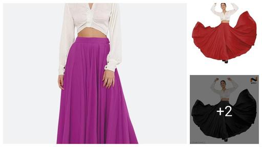 Women's American Crepe Blooming Flared Long for Traditional Stitched A-line Flare Skirt for Girls with 12 Meter Flare 40inch Height