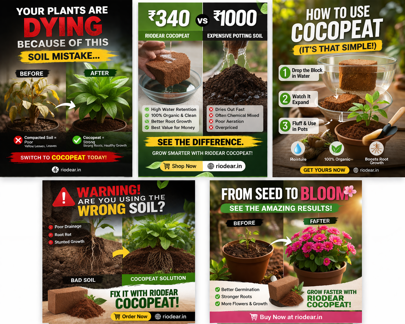 Cocopeat super saver 8kg bundle offer - Riodear