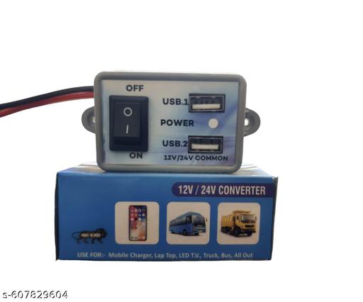 Mini USB Fast Charger (OUTPUT-5V/2A) for CAR and Bike USE for Mobile Charger with Twin USB Socket (12/24V Mini USB) (Pack of 1) - Lumae