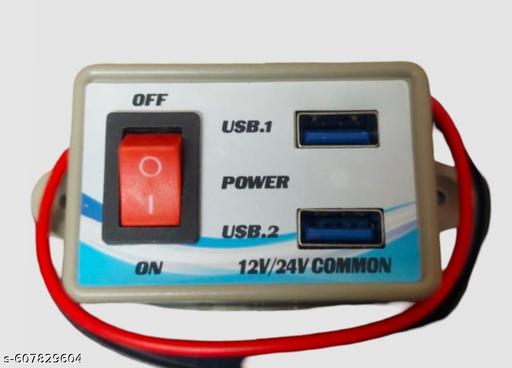 Mini USB Fast Charger (OUTPUT-5V/2A) for CAR and Bike USE for Mobile Charger with Twin USB Socket (12/24V Mini USB) (Pack of 1) - Lumae