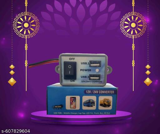 Mini USB Fast Charger (OUTPUT-5V/2A) for CAR and Bike USE for Mobile Charger with Twin USB Socket (12/24V Mini USB) (Pack of 1) - Lumae