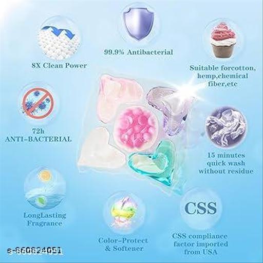 30 ponds 5in1 Dissolvable Magic Laundry Ponds for 30 Washes Tough Stain Fighter for Top & Fornt Lonad Machine Floral Aroma Eco- Friendly 1 Pod 1 Wash For 5_7 Kg Load - Lumae