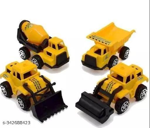 Kid totoys Plastic Constructio Realistic Engiieer Vechicle Pushdozer Excavator Construction Toys Truck Machine or Kids (Excavator Construction Toy) Yellow (Pack of 6) - Lumae