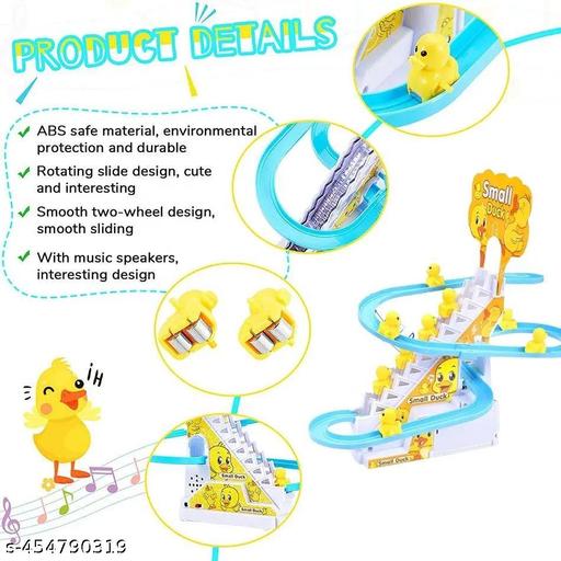 Duck Track Toys for Kids Electric Ducks Chasing Race Track Game Set, Playful Roller Coaster Toy with 3 Duck LED Flashing Lights & Music Button, Fun Duck Stair Climbing Toy for Toddlers - Lumae