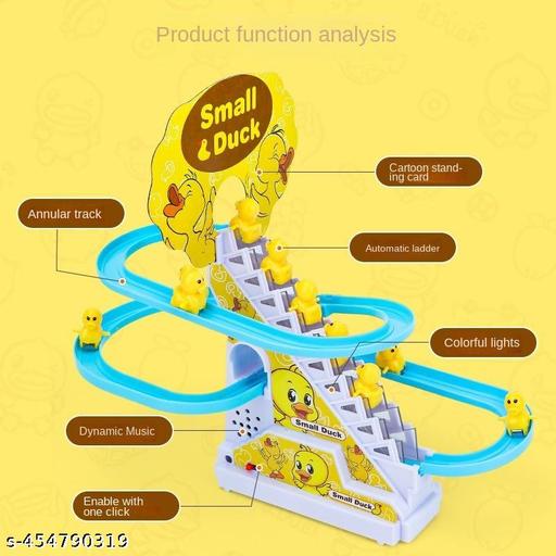 Duck Track Toys for Kids Electric Ducks Chasing Race Track Game Set, Playful Roller Coaster Toy with 3 Duck LED Flashing Lights & Music Button, Fun Duck Stair Climbing Toy for Toddlers - Lumae