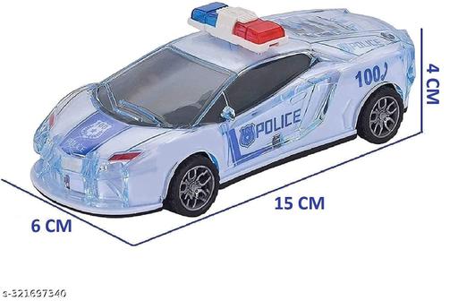 Police Car with Lights and Sound | Pull Back Vehicles | Friction Power Toy | Trucks for 3+ Years Old Kids Boys Girls | Multicolor | (Police Car) - Lumae