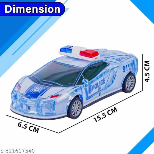 Police Car with Lights and Sound | Pull Back Vehicles | Friction Power Toy | Trucks for 3+ Years Old Kids Boys Girls | Multicolor | (Police Car) - Lumae