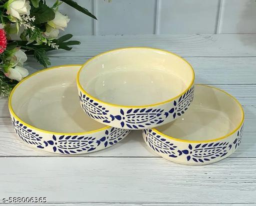 Ceramic Salad Bowl - Deep Ceramic Plates- Serving Snacks Plate/Platter - Set of 3- Different Sizes (5.5 inch, 6.5 inch, 7.5 inch), - LYNXNEST Store