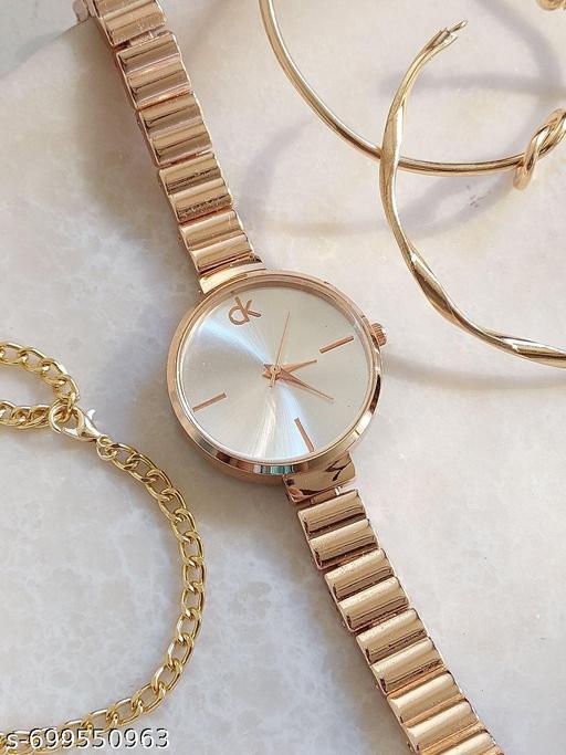 Brosis Rose Gold Watches Star Moon Pearl Charm Bracelet & Rose Gold Stack Watch Analog Rose Gold Watch Band and Round Dial Women's Watch for Girls with Stylish Watches - LYNXNEST Store