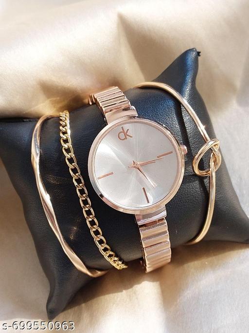 Brosis Rose Gold Watches Star Moon Pearl Charm Bracelet & Rose Gold Stack Watch Analog Rose Gold Watch Band and Round Dial Women's Watch for Girls with Stylish Watches - LYNXNEST Store