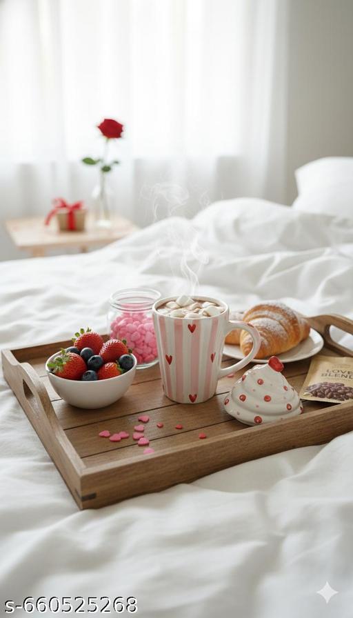 MUDMINGLE Ceramic Coffee Mug with Lid | Heart Design Tea & Coffee Mug | Cute Printed Cup for Home & Office | Pack of 1 - LYNXNEST Store