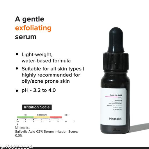 Salicylic Acid 02% Face Serum | BHA-Based Anti-Acne Exfoliant for Reducing Blackheads, Excess Oil & Bumpy Texture | 10ml - Lumae