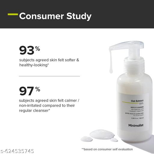 Oat Extract 6% Cleanser | Non-Drying, Gentle Face Wash with  Hyaluronic  Acid | For Sensitive Skin | 120ml - Lumae