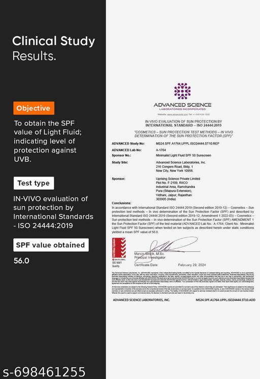 Light Fluid SPF 50 PA ++++ Face Sunscreen | Water & Sweat-Resistant, Broad Spectrum, & No White Cast Sunscreen | 30ml - Lumae