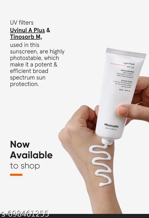 Light Fluid SPF 50 PA ++++ Face Sunscreen | Water & Sweat-Resistant, Broad Spectrum, & No White Cast Sunscreen | 30ml - Lumae