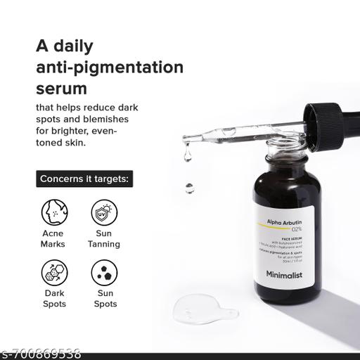 Alpha Arbutin 02% Face Serum | Dark Spots Removal Serum for Hyperpigmentation, Blemishes, Acne Marks & Tanning | 30ml - Lumae