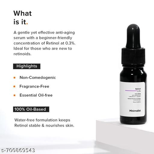 Retinol 0.3% Face Serum |Beginner-Friendly Anti-Aging Night Serum for Reducing Fine Lines & Wrinkles | 10ml - Lumae