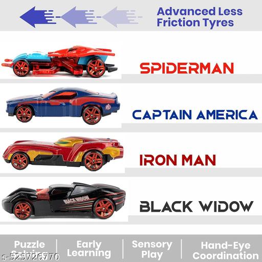 Zunbella Mini Metal Car for Kids, Avenger Car Pack of 4 Derby Racers Series Diecast Cars Suitable for Children, Movie Vehicle Racing Cars for Competition and Story Play (Avenger Cars 4pcs) - Lumae