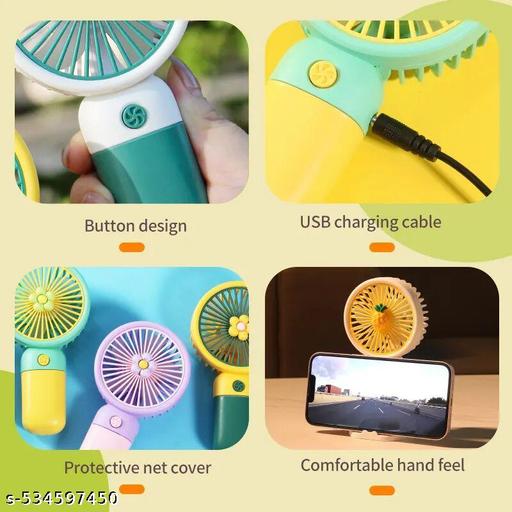 PACK OF 2 Portable Cartoon Shaped Handheld USB Rechargeable Small Fan & Student Desktop Phone Holder  (Pack Of 2) - LYNXNEST Store