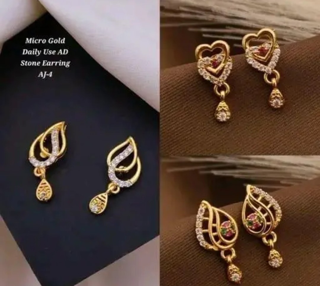 AD Stone Studded Gold Plated  Jhumki Studs Earing Combo Pack of 3 - Diobistore