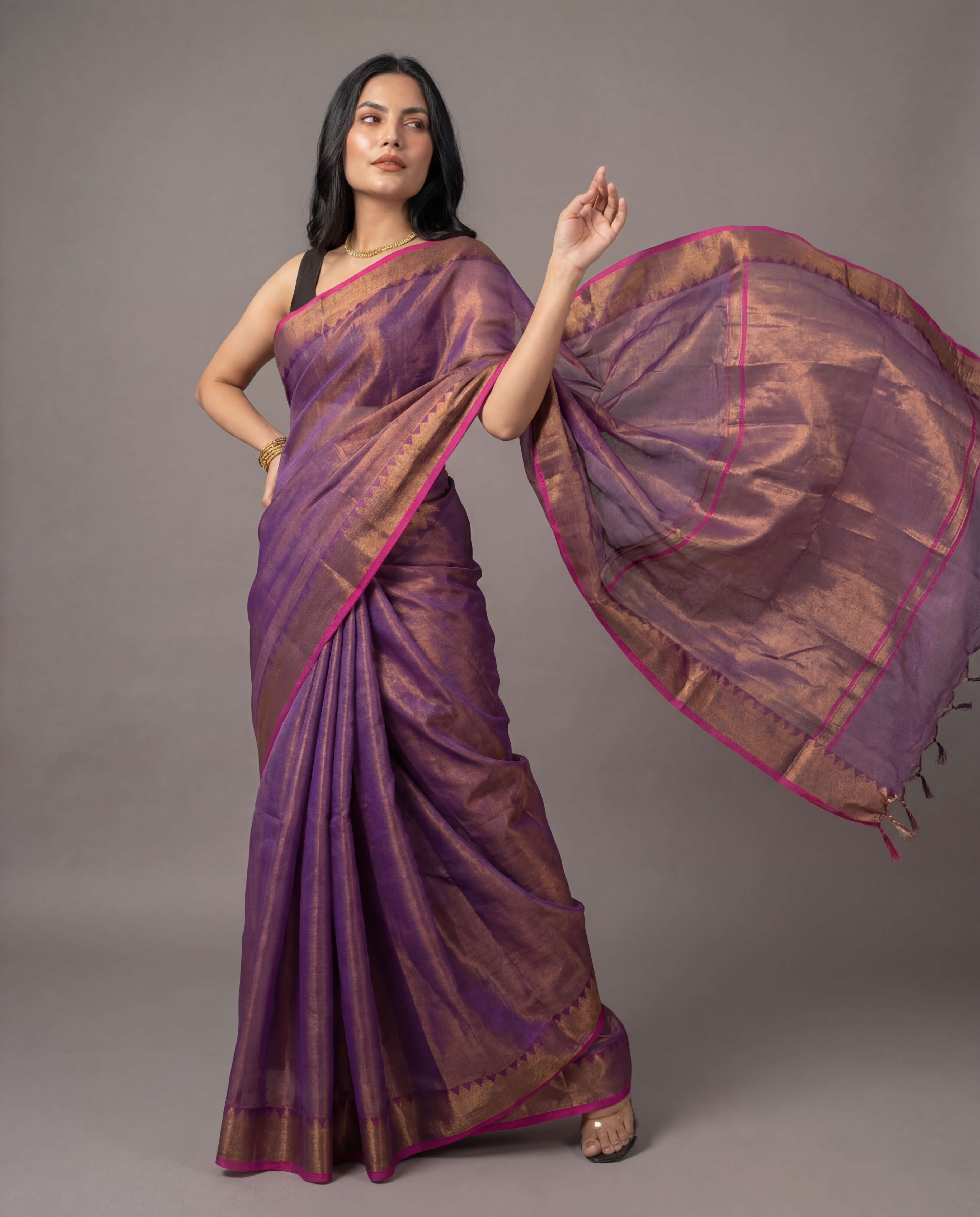 100 % Pure Raga Tissue Cotton Saree Supper Quality