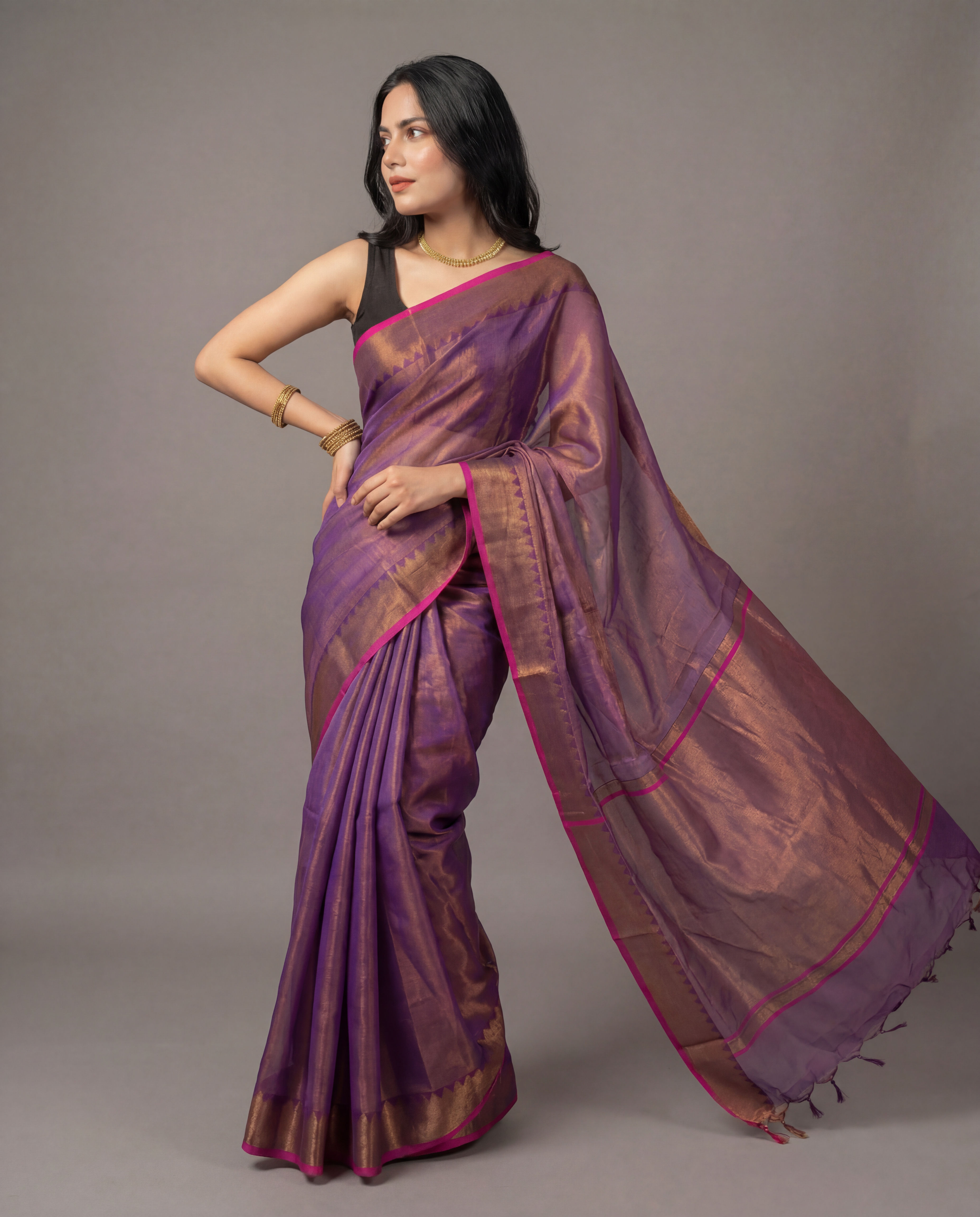 100 % Pure Raga Tissue Cotton Saree Supper Quality - The Auric Edit