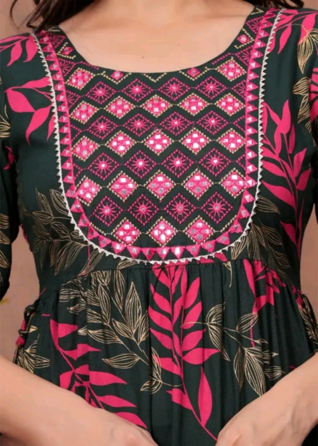 Flayered Anarkali kurti with embroidery yog - Akstyledrop