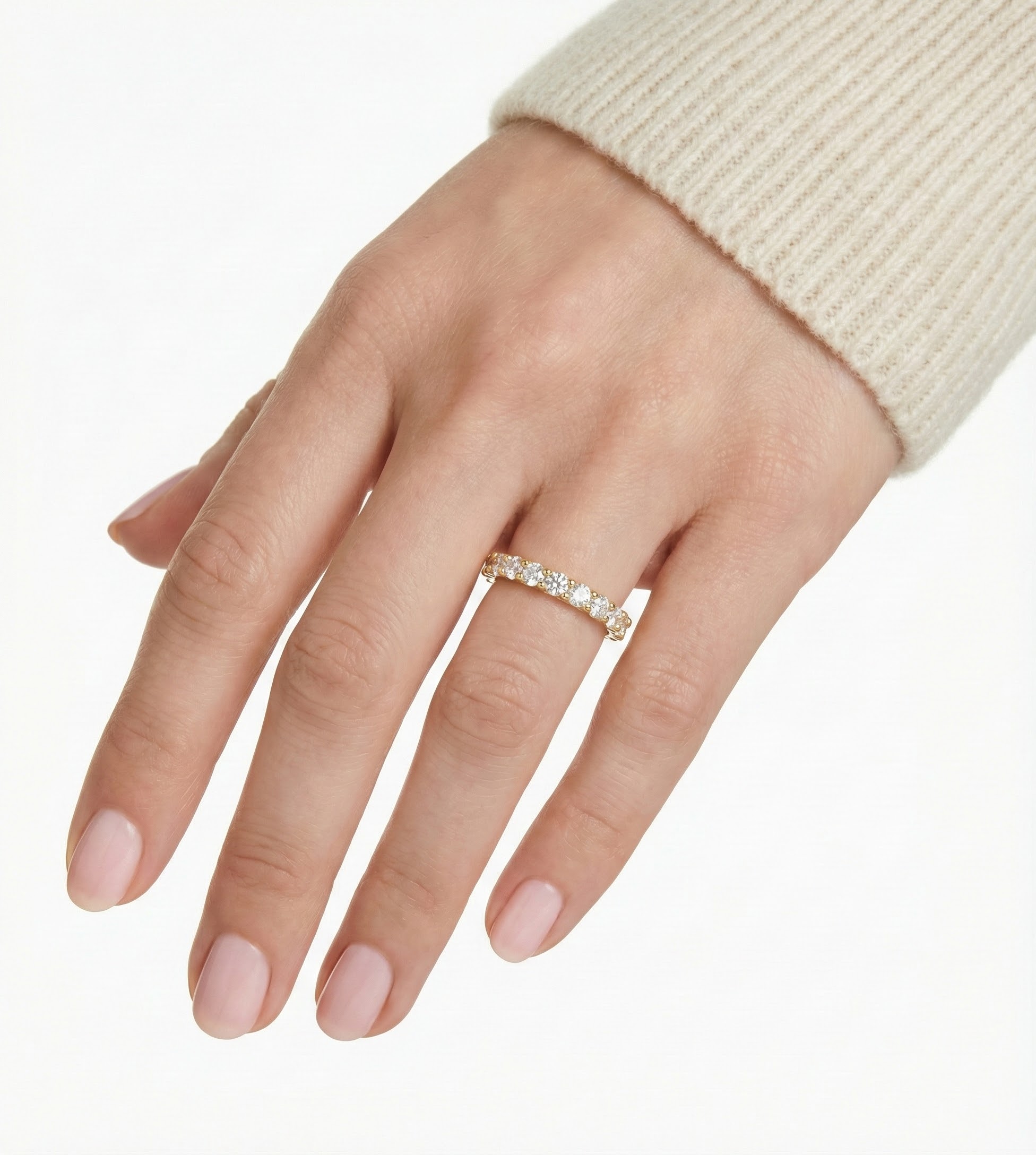 Prsten s vysoce leštěným zlatým finišem a krystaly briliantového brusu - detail