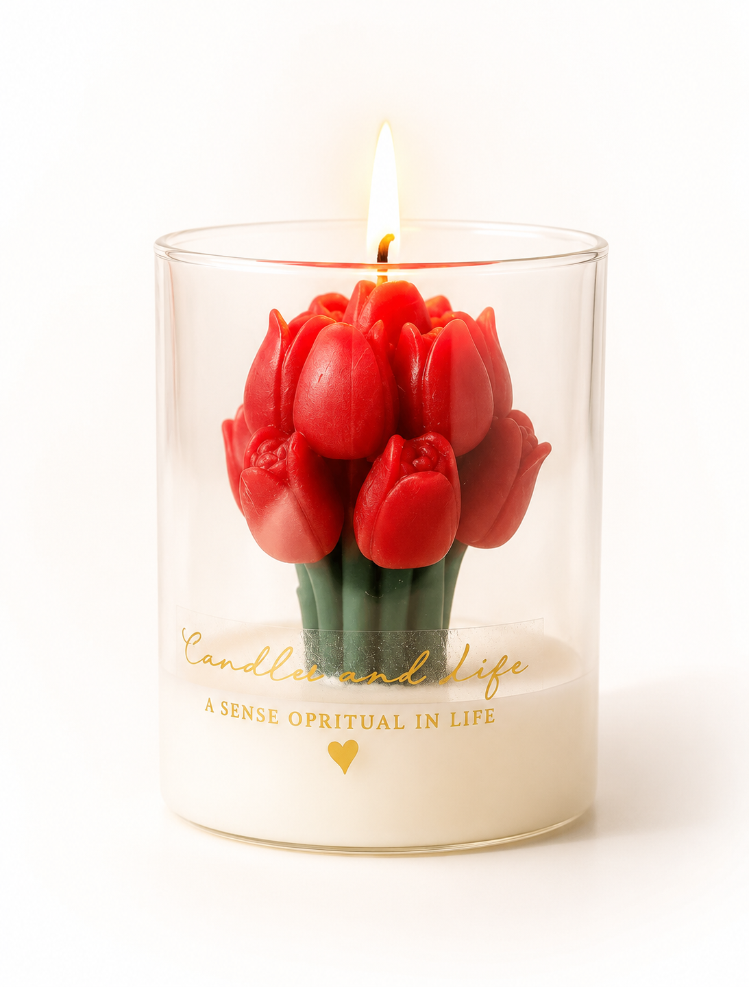 Svíčka ve tvaru tulipánů - červená