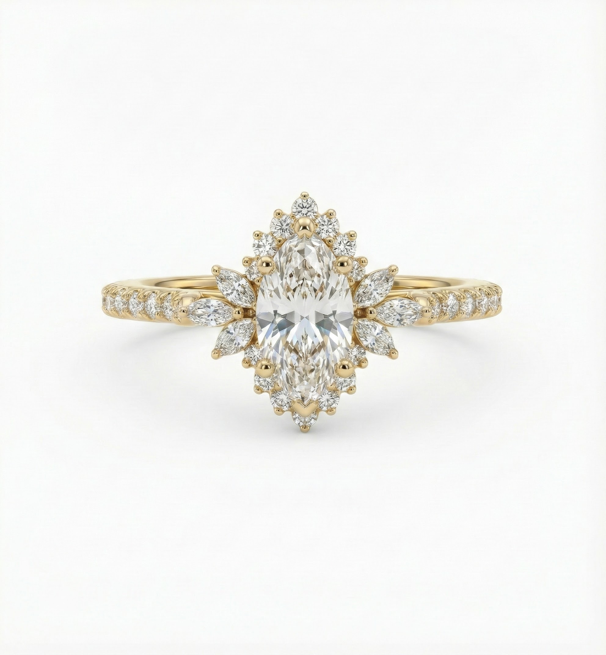 Prsten se zlatým odleskem a osazenými krystaly