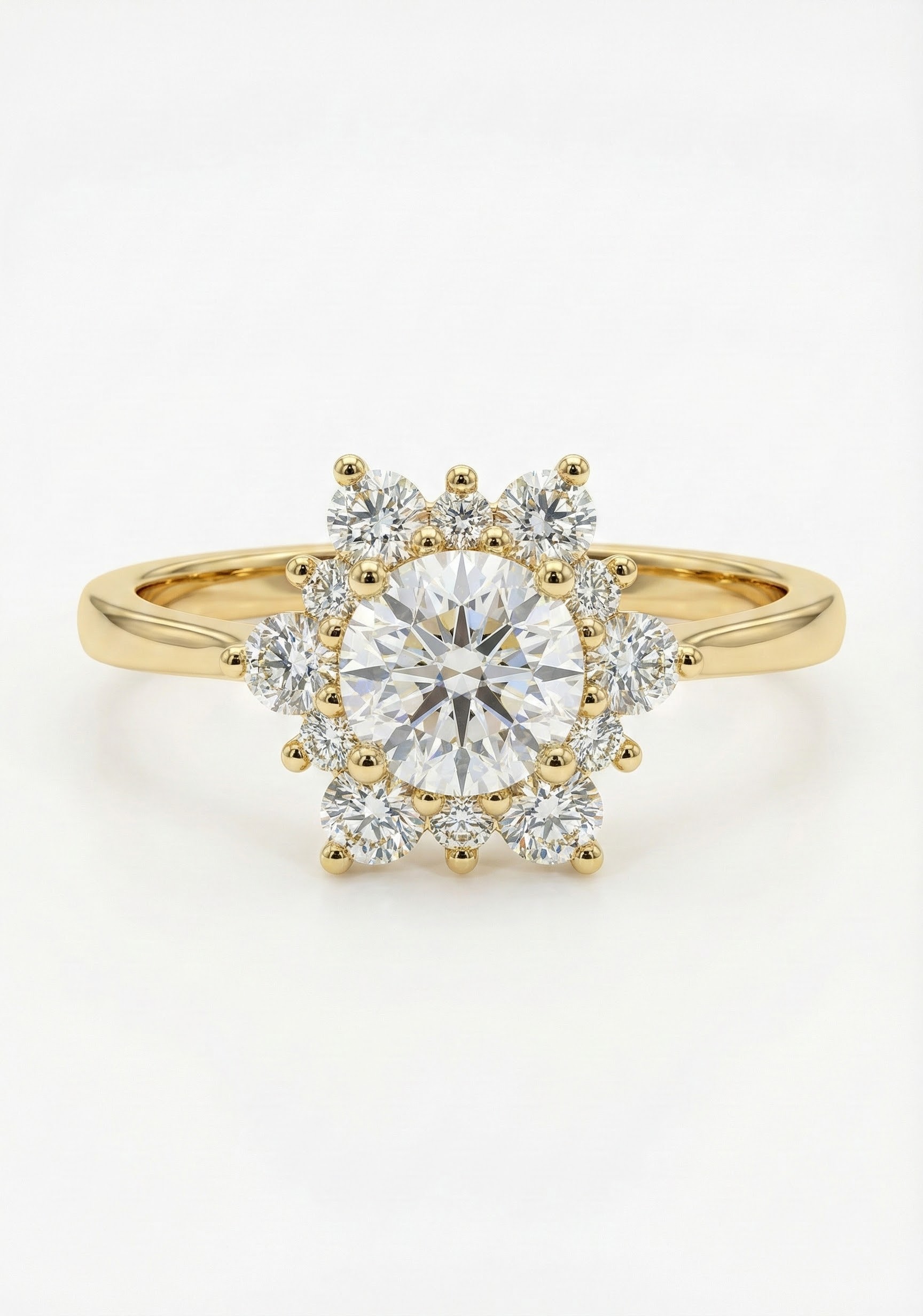 Prsten s zlatým leskem a třpytem drahokamů