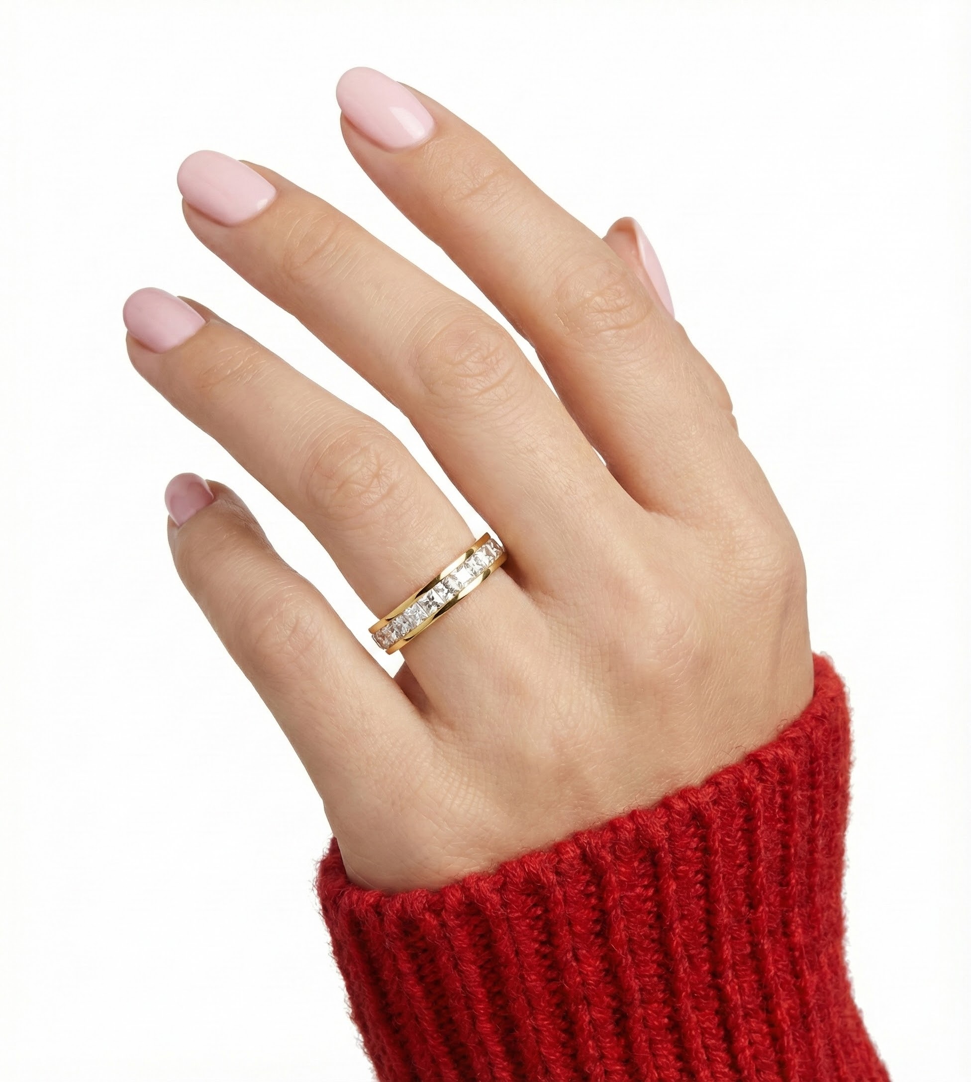 Prsten se zlatým odleskem a osazeními krystaly