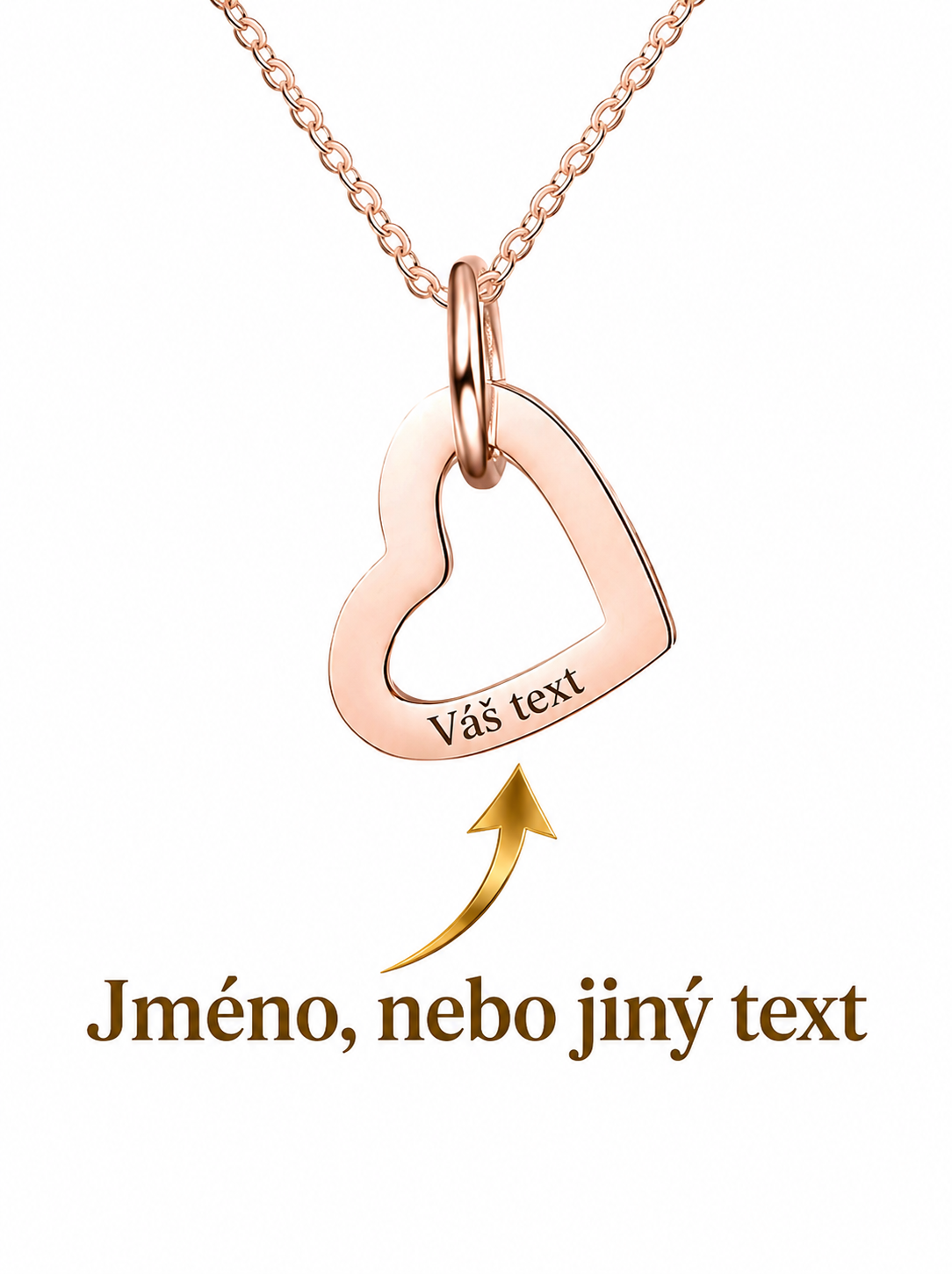 Náhrdelník s růžovo zlatým odleskem a gravírovaným textem