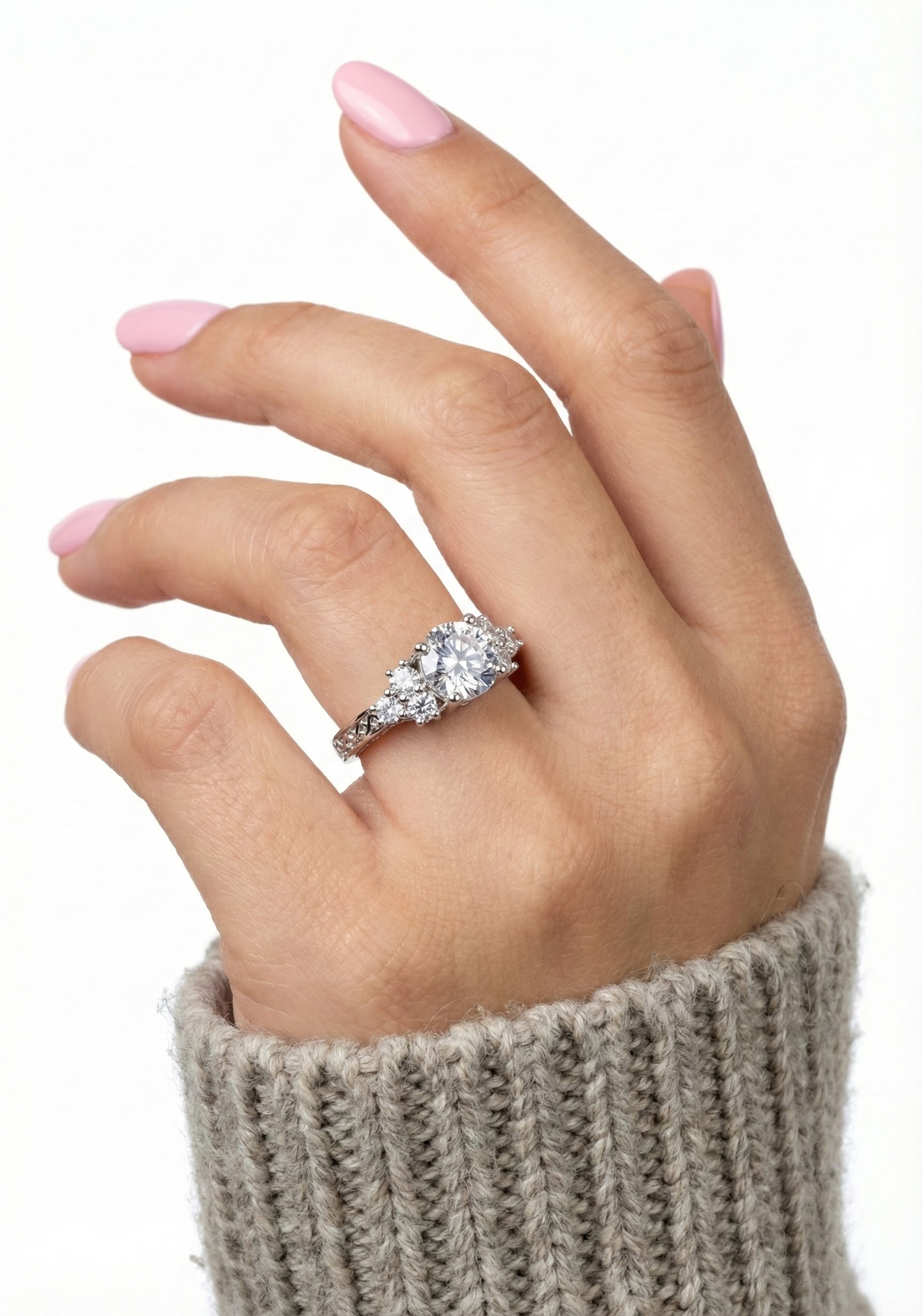 Prsten s broušenými krystaly briliantového brusu - detail