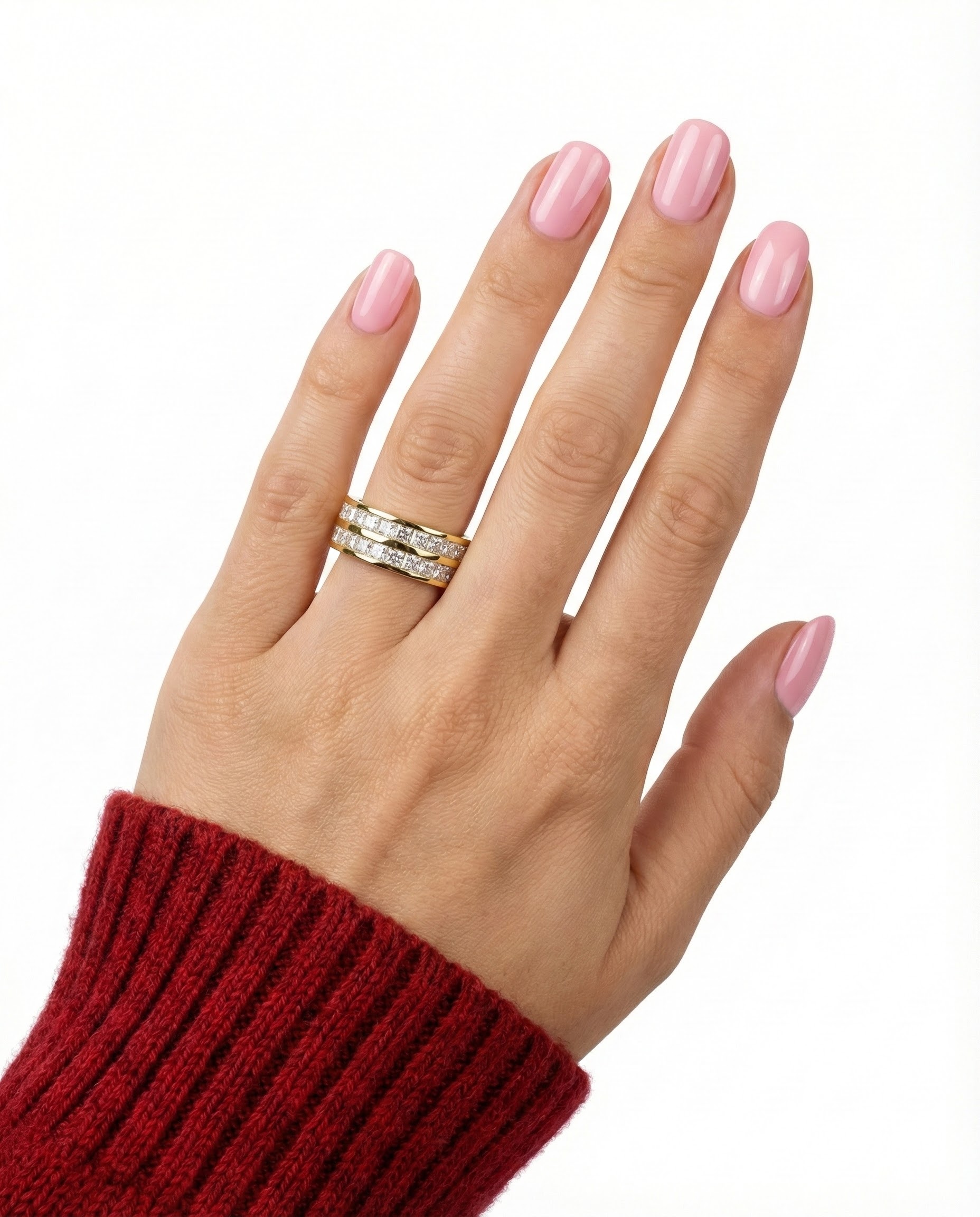 Prsten se zlatým odleskem a osazeními krystaly - detail