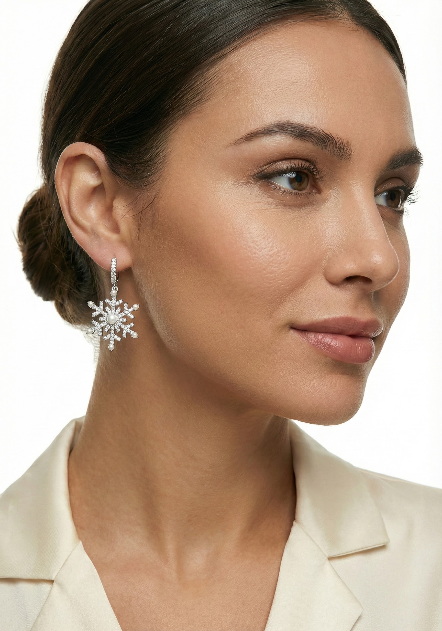 Náušnice v podobě sněhových vloček - detail