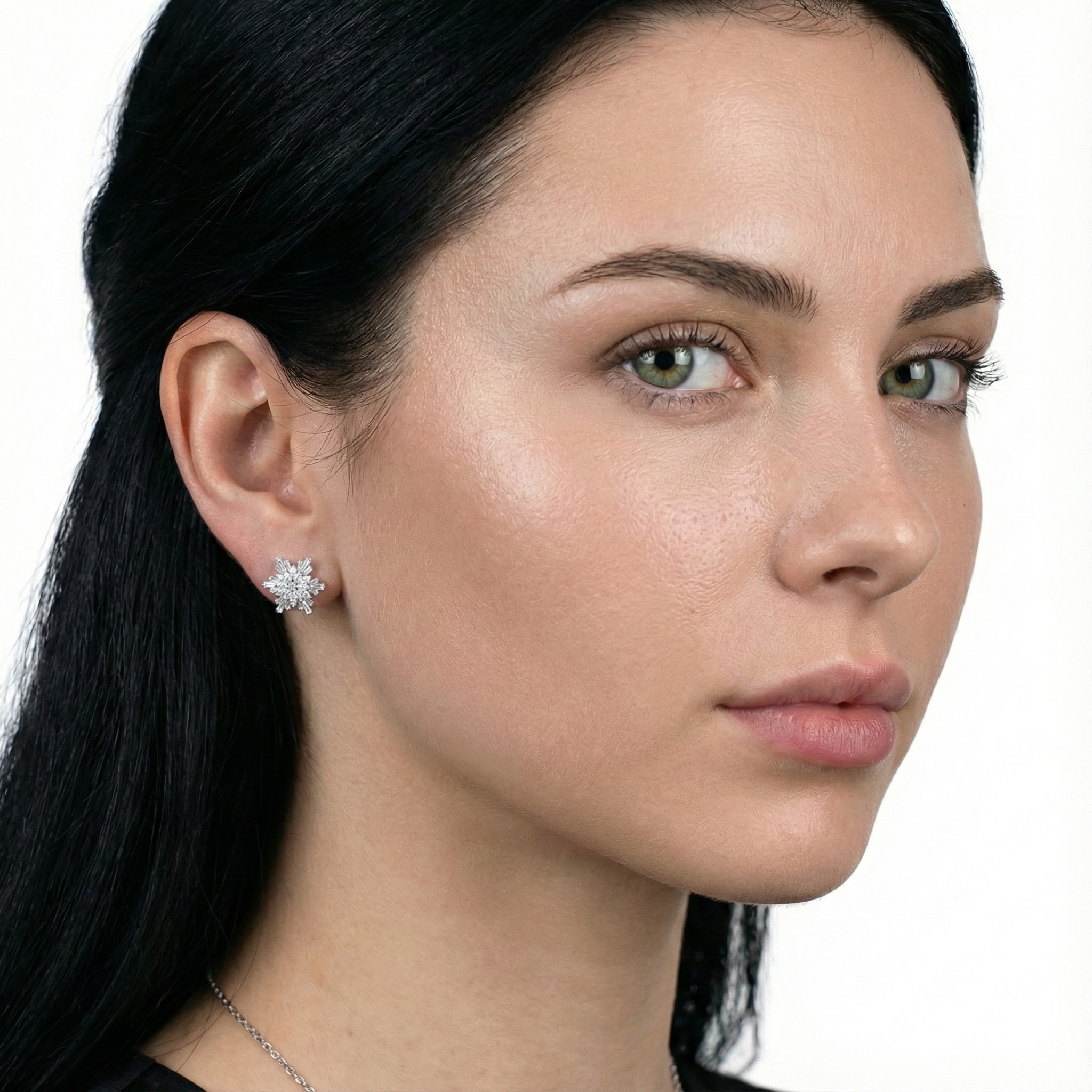 Náušnice v podobě sněhových vloček - detail